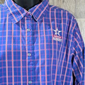 Wrangler National Patriot Western Snap Shirt Women XL Plaid Long Sleeve Blue Red